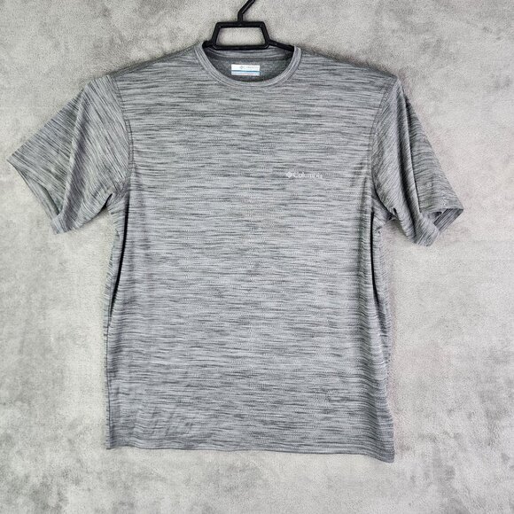 Men's Heather Gray Columbia Shirt Short Sleeve Performance Crew Neck Size M - Picture 2 of 11